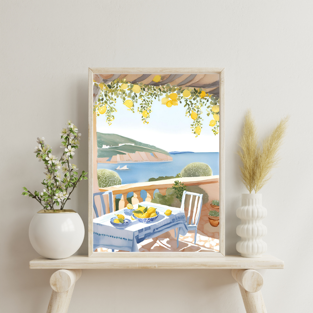 Citrus Palm Picnic Art Print- Digital Download