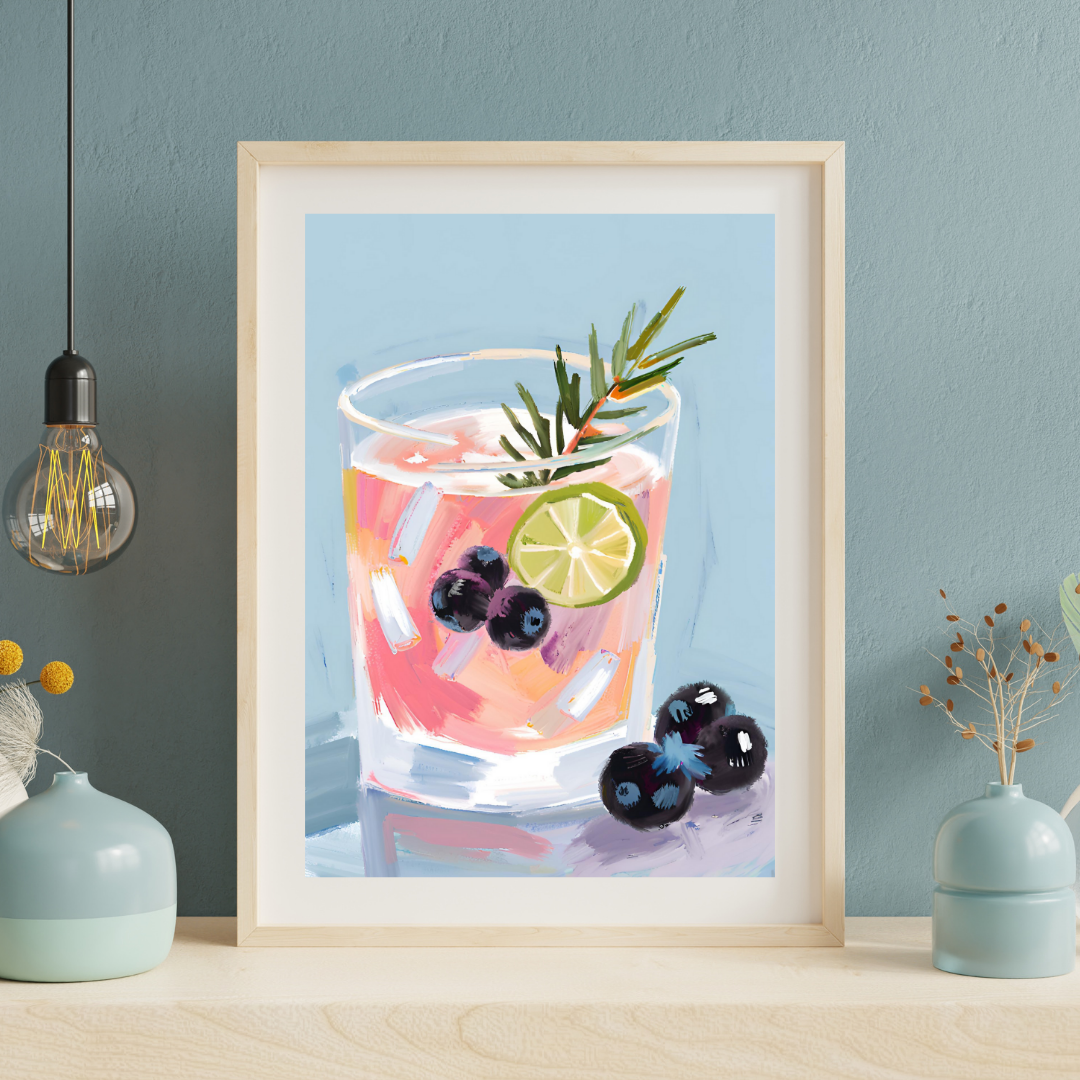 Blueberry Mojito Art Print - Digital Download