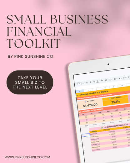 Small Business Pricing Toolkit & Financial Tracker by Pink Sunshine Co. - Digital Download