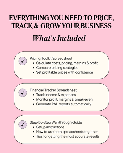 Small Business Pricing Toolkit & Financial Tracker by Pink Sunshine Co. - Digital Download