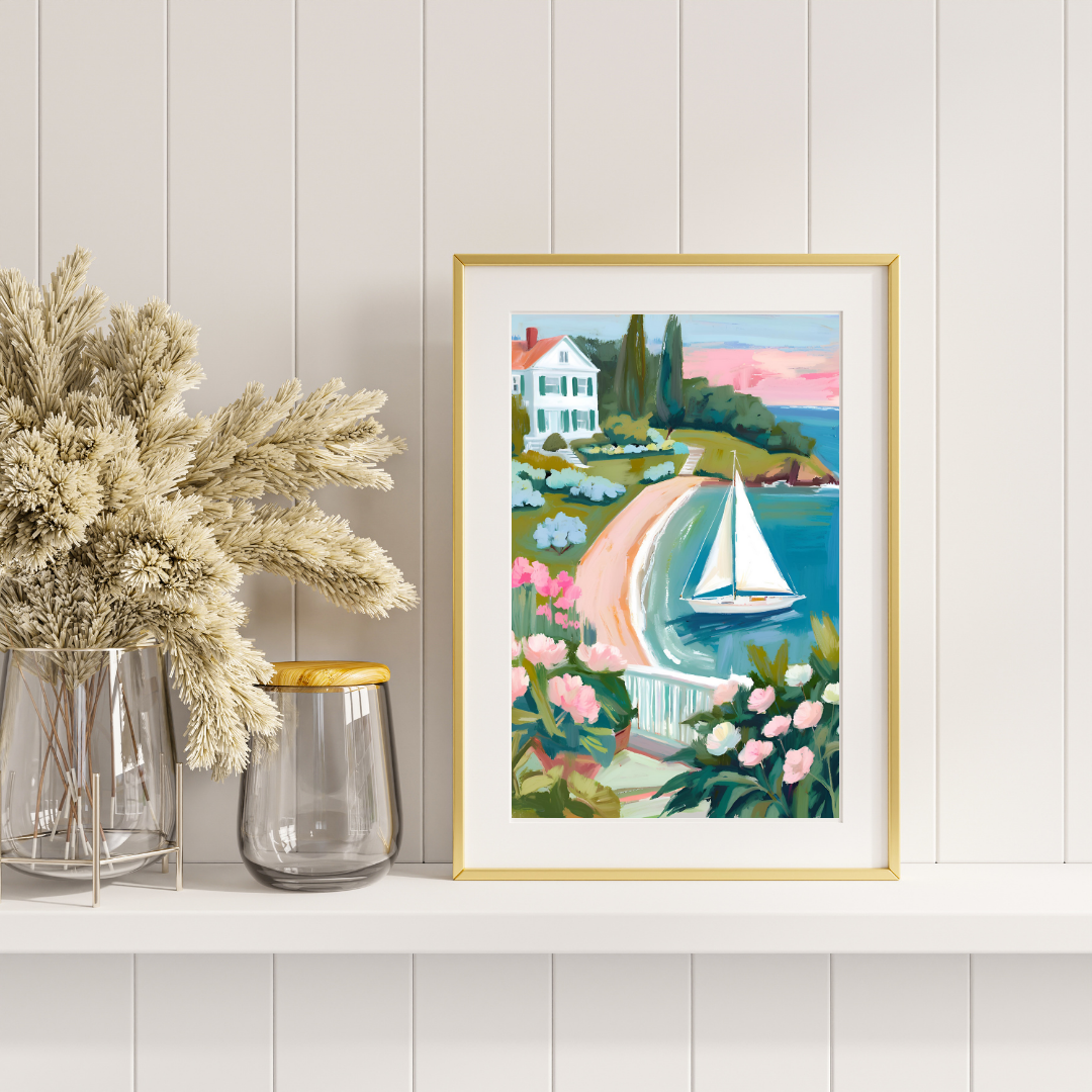 Blush Harbor Escape Art Print- Digital Download