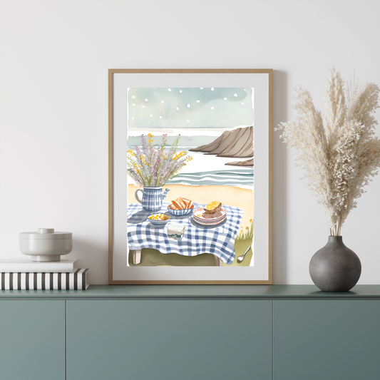 Seaside Picnic Bliss Art Print- Digital Download