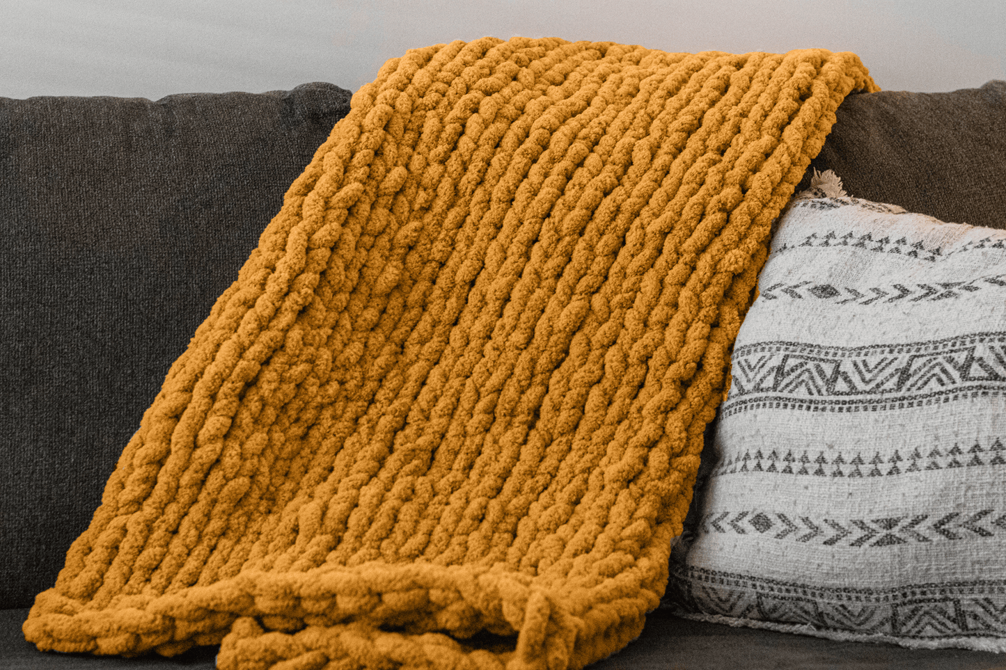 Sunshine Snuggle: Chunky Knit Blanket