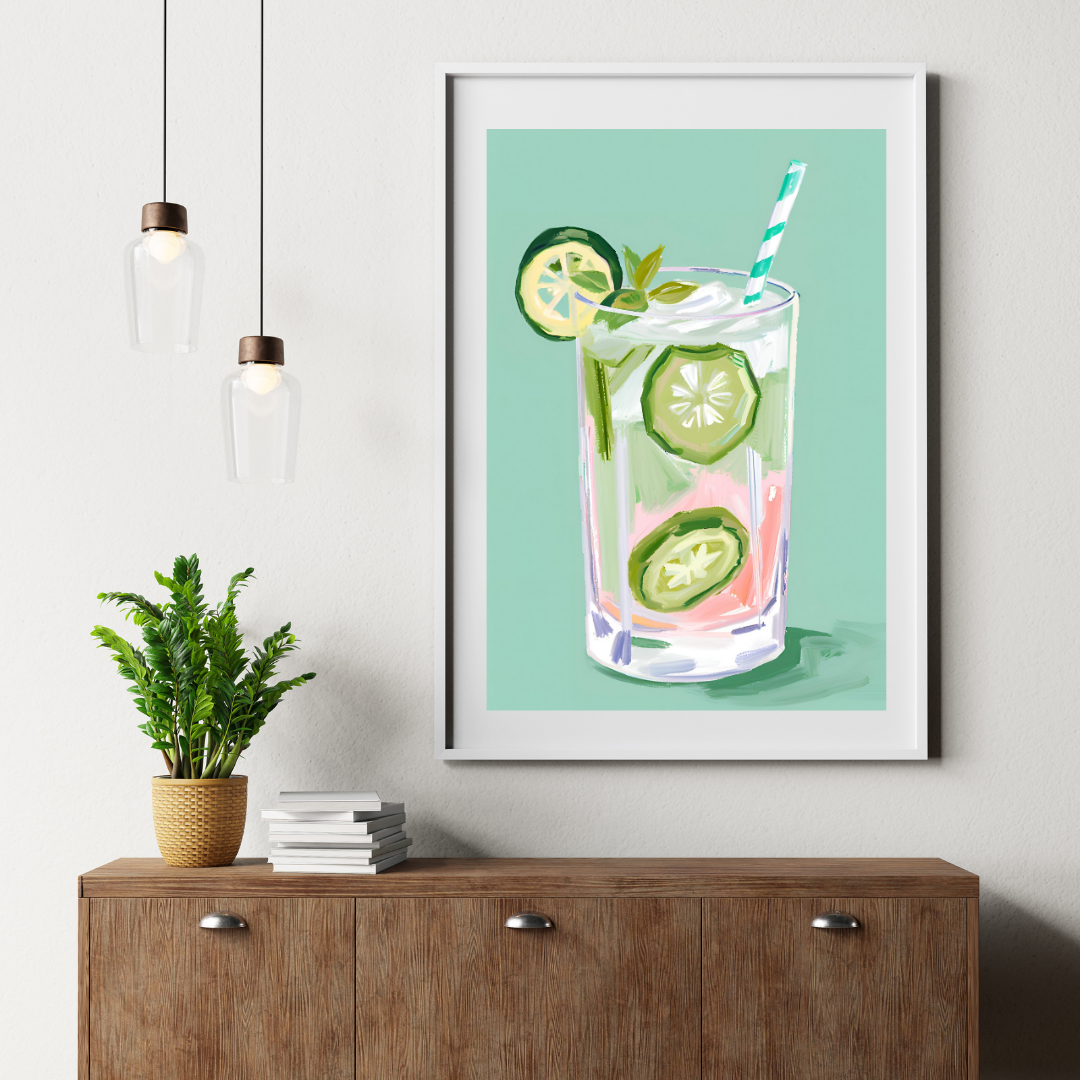 Cucumber Mint Cooler Art Print - Digital Download