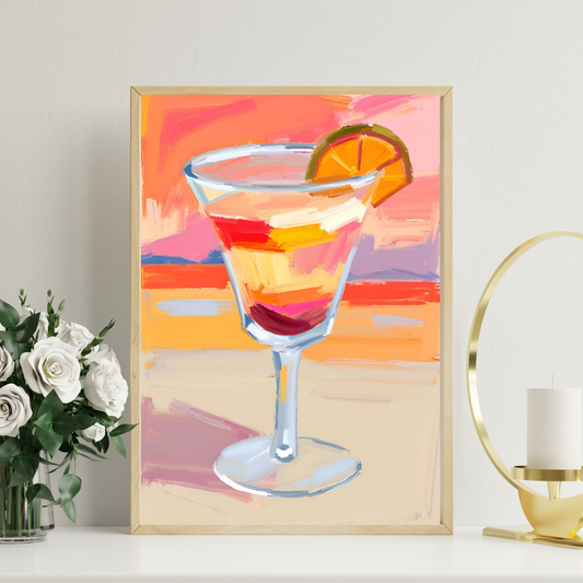 Tropical Sunset Cocktail Art Print - Digital Download